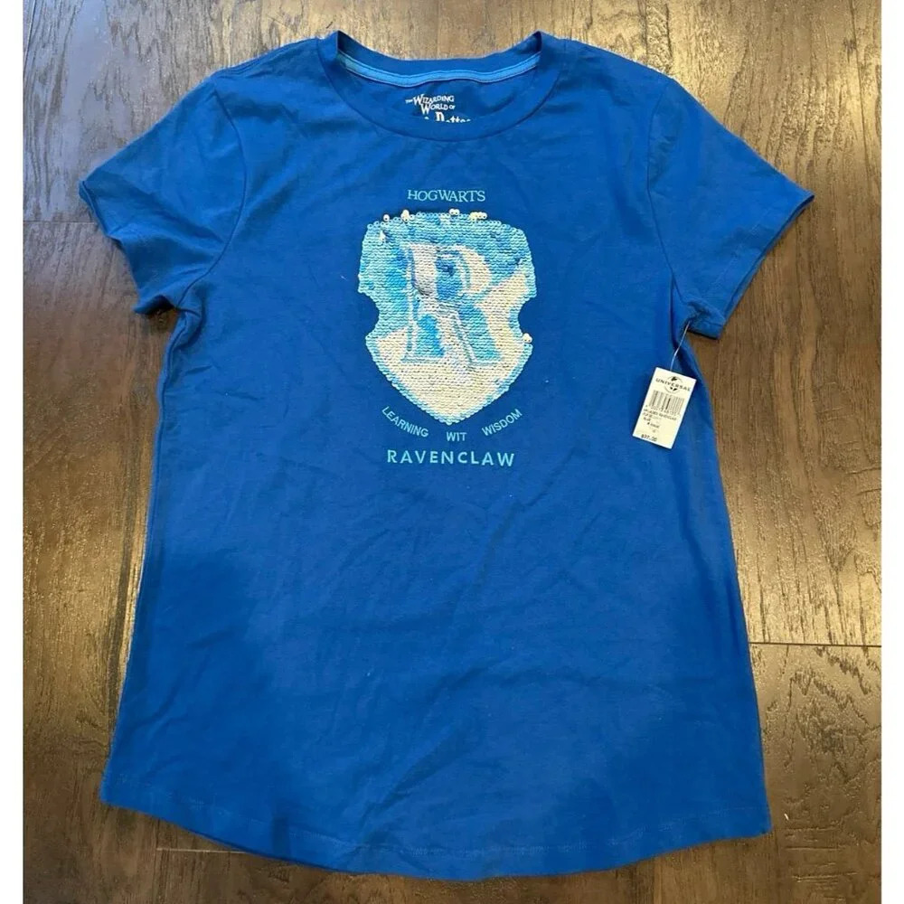 Nwt UNIVERSAL Orlando Harry Potter RAVENCLAW Women's Glitter Blue T-Shirt